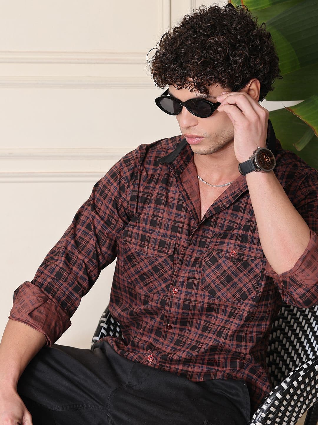 THE BEETEL HOUSE Men Spread Collar Checked Cotton Casual Shirt - view 1