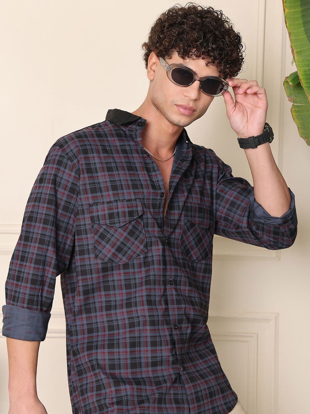 THE BEETEL HOUSE Men Spread Collar Checked Cotton Casual Shirt - view 1