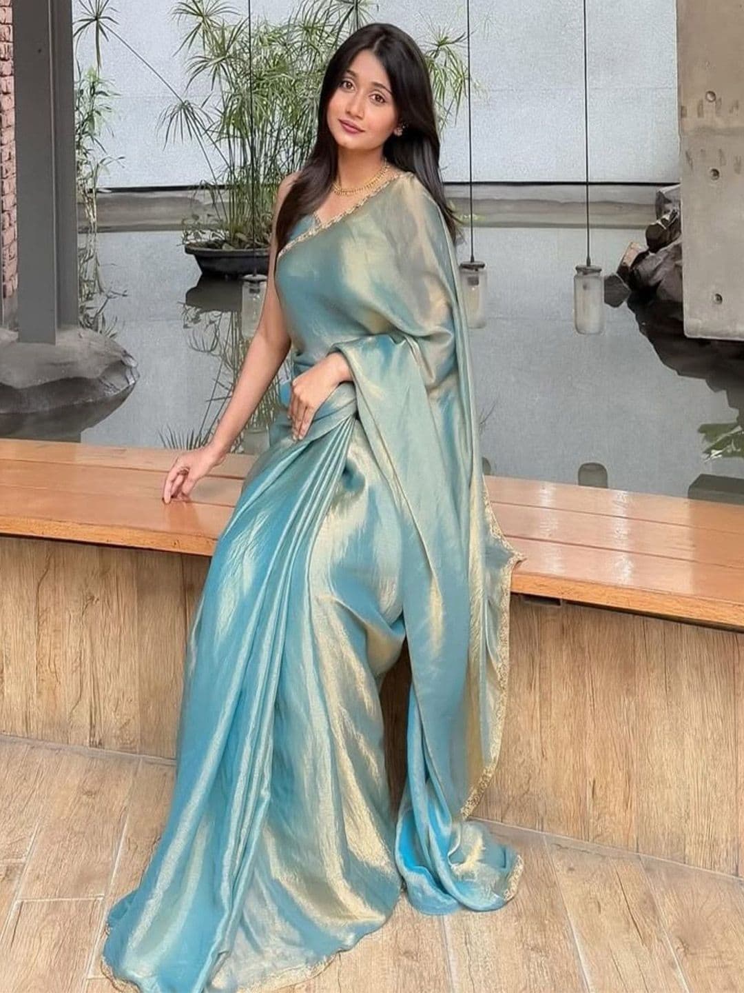 VRAGI Embroidered Pure Chiffon Saree - view 1
