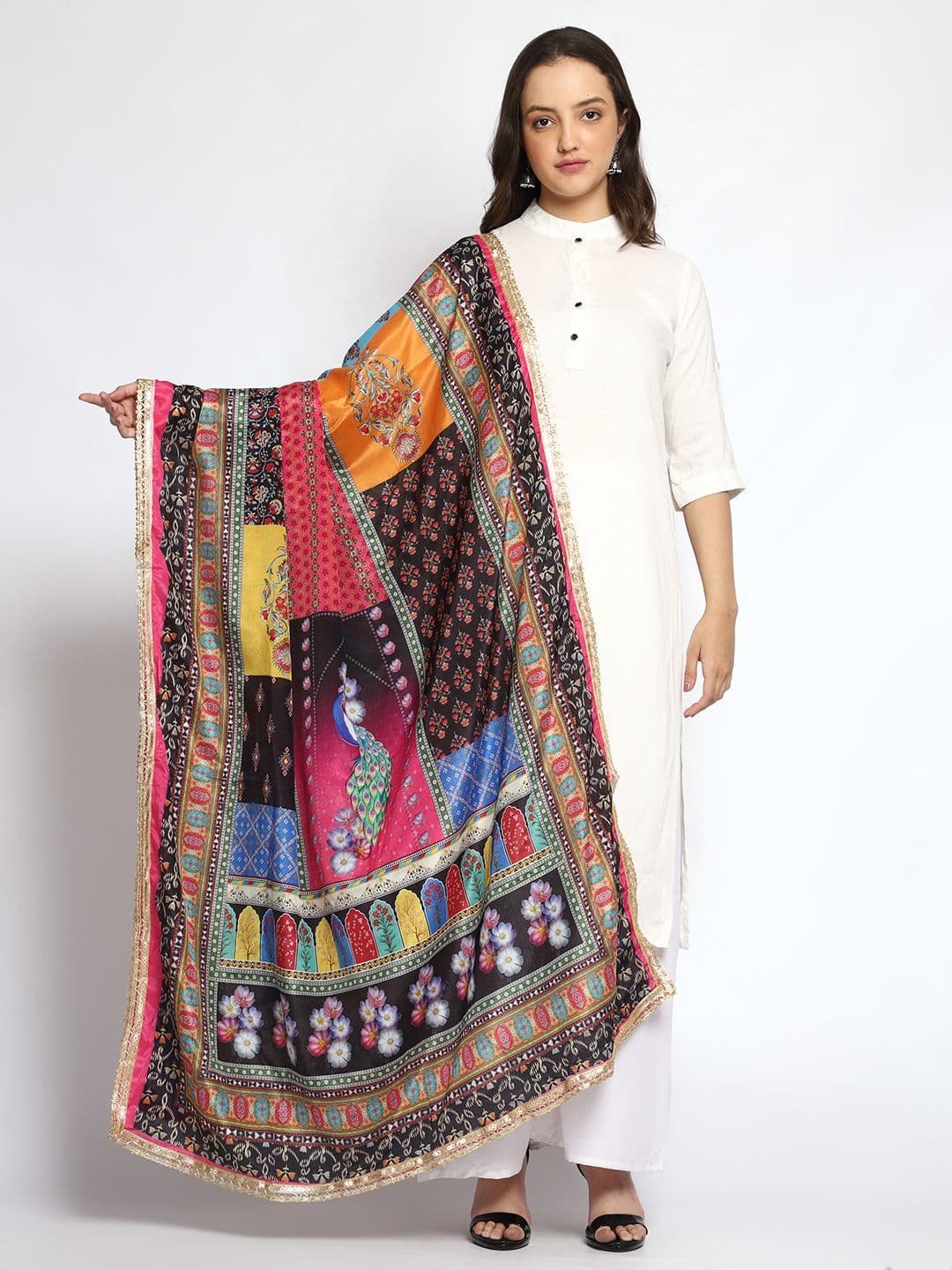 WEAVERS VILLA Ethnic Motifs Printed Art Silk Dupatta - view 1