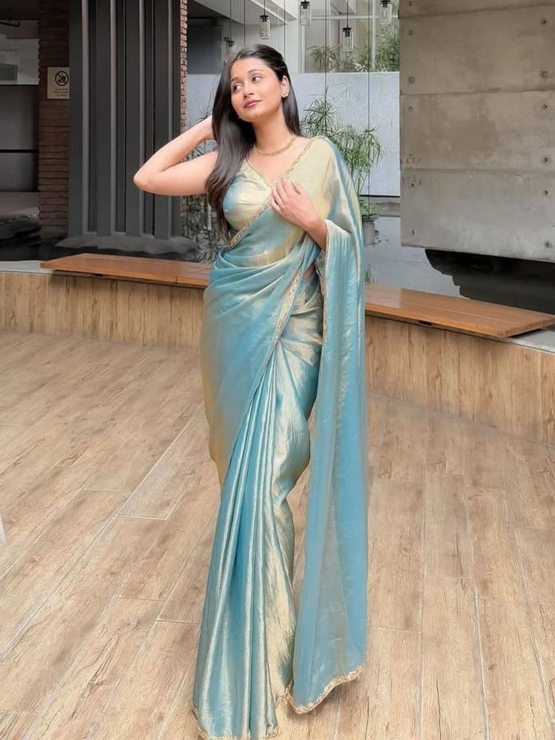 VRAGI Sequinned Pure Georgette Saree - view 1
