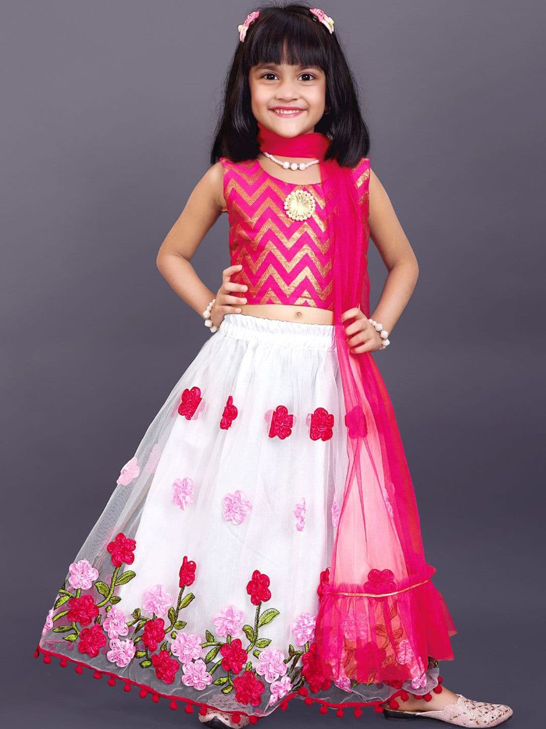 satyamfab Girls Patchwork Ready to Wear Lehenga & Blouse With Dupatta - view 1
