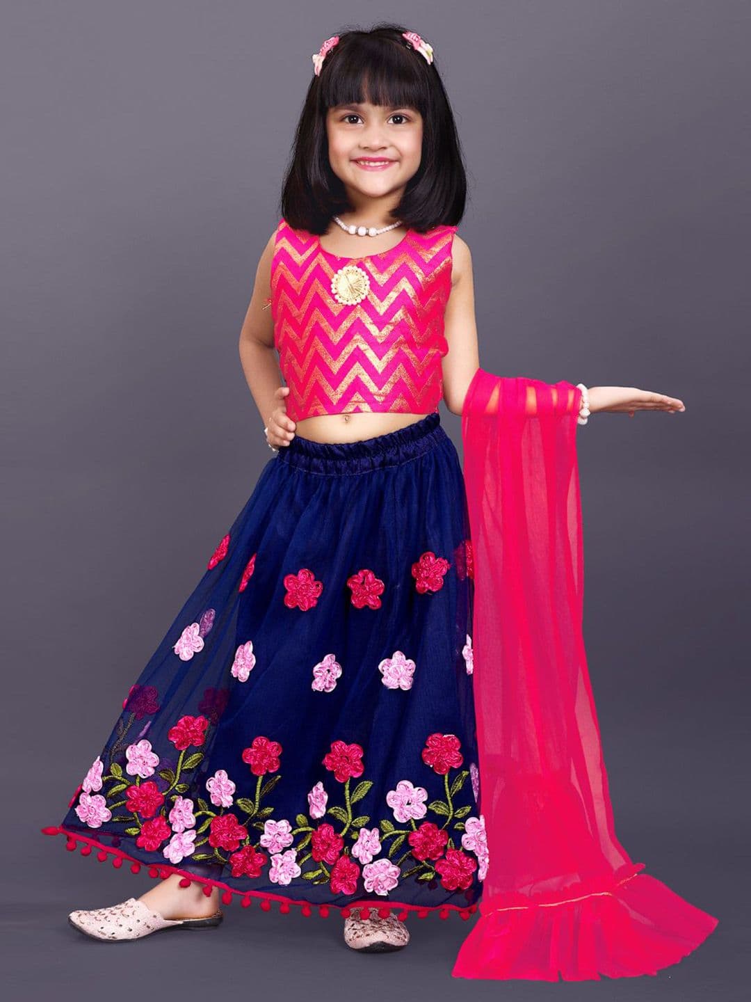 satyamfab Girls Patchwork Ready to Wear Lehenga & Blouse With Dupatta - view 1