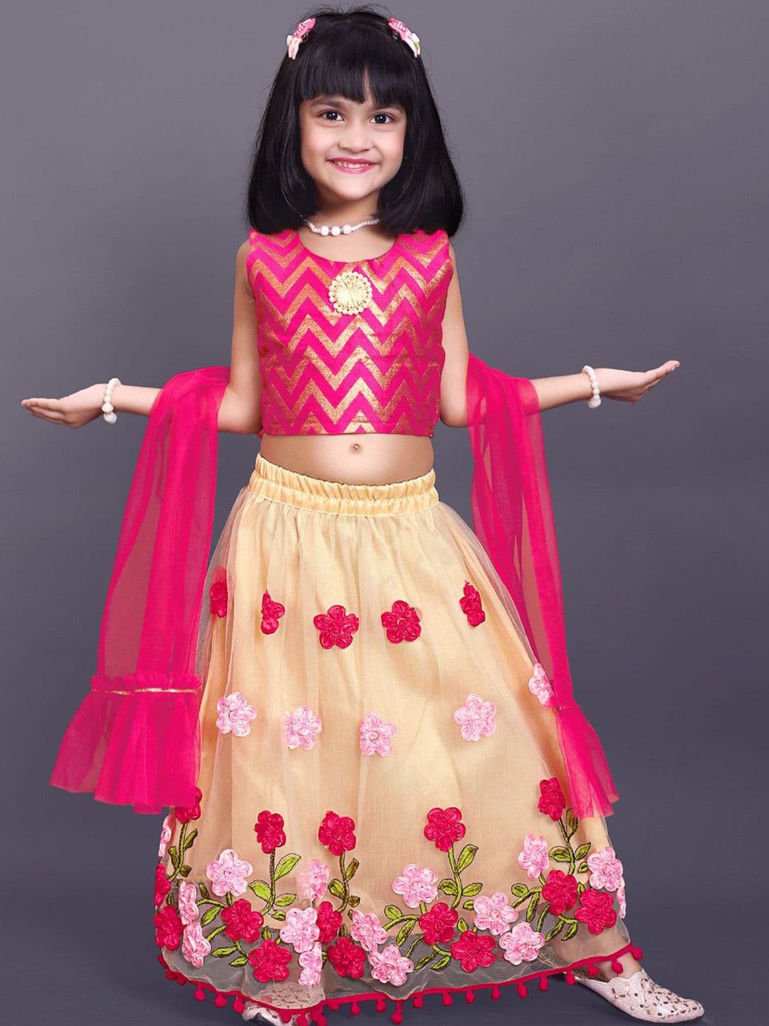 satyamfab Girls Patchwork Ready to Wear Lehenga & Blouse With Dupatta - view 1