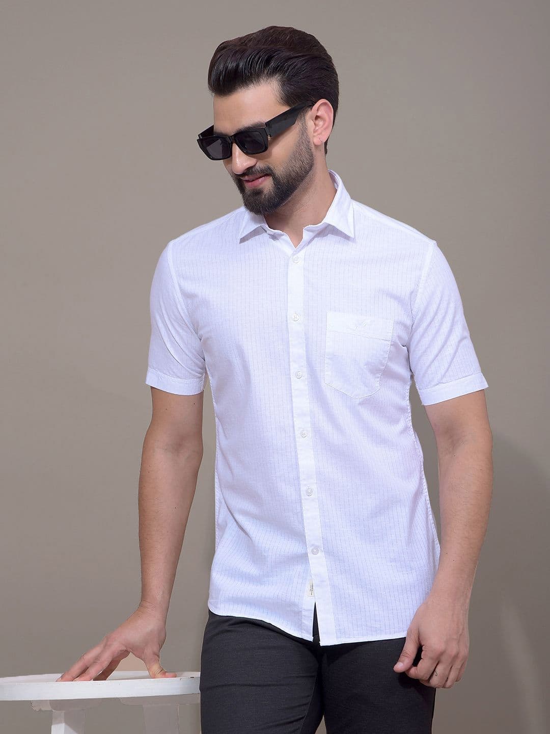 Crimsoune Club Men Classic Fit Vertical Striped Spread Collar Cotton Casual Shirt - view 1