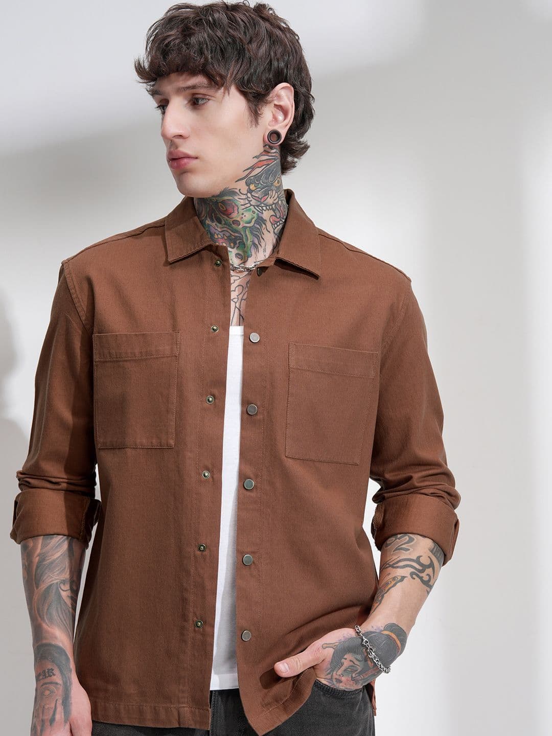 HIGHLANDER Men Comfort Relaxed Fit Textured Spread Collar Cotton Casual Shirt - view 1