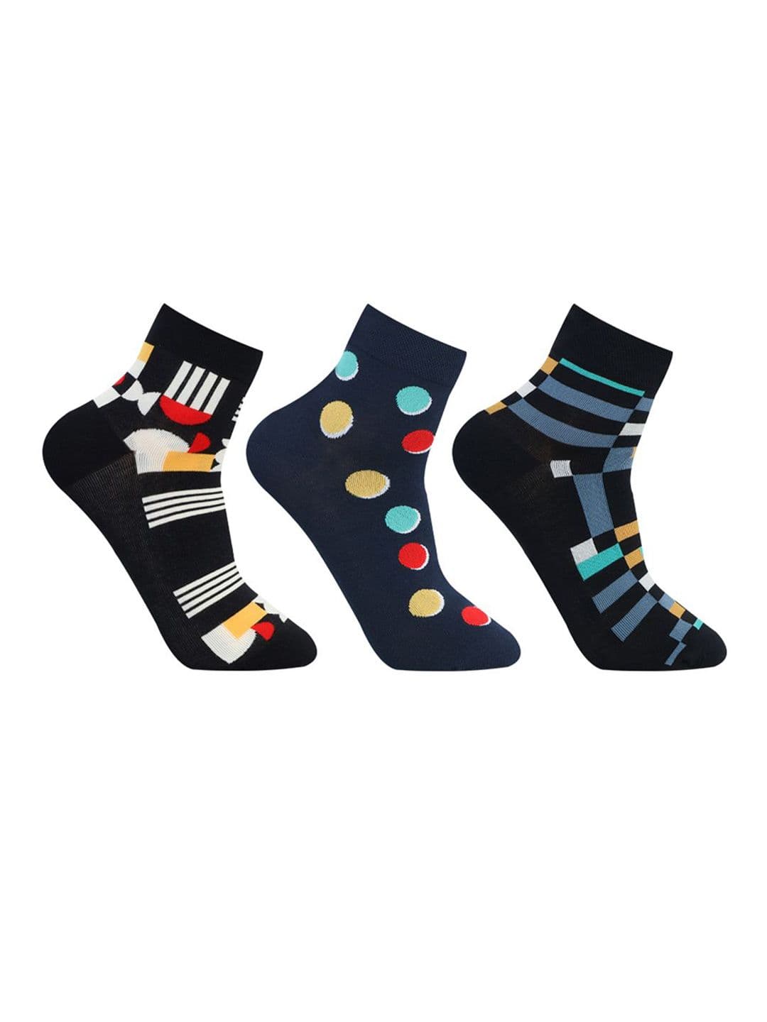 Bonjour Men Pack Of 3 Patterned Ankle Length Socks - view 1