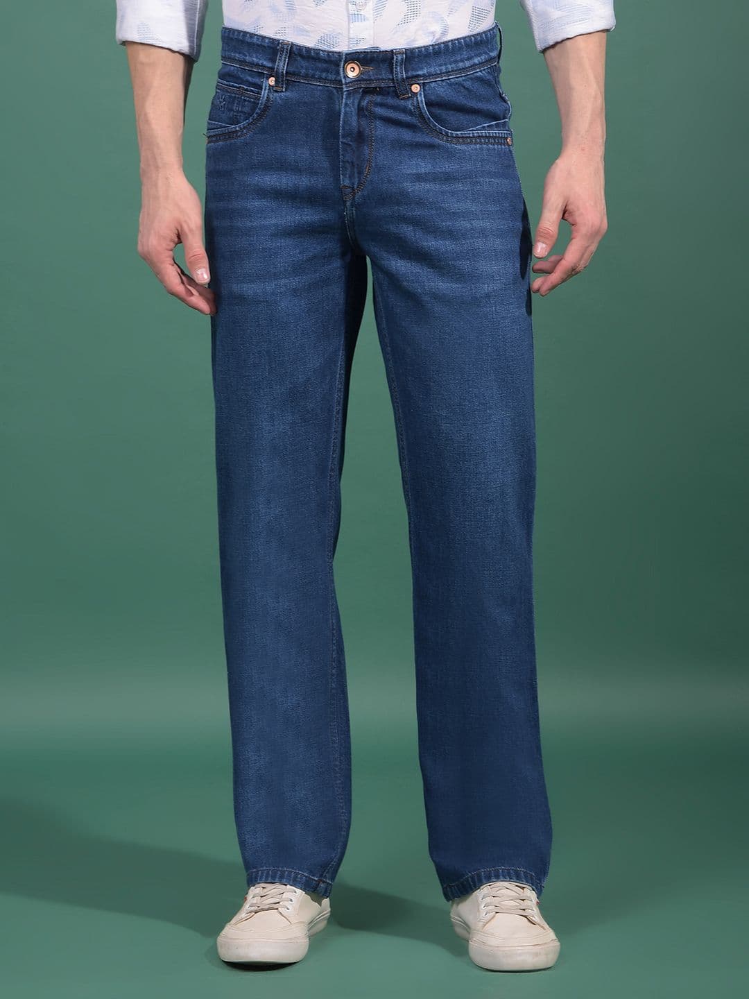 Crimsoune Club Men Baggy Mid-Rise Light Fade Stretchable Jeans - view 1