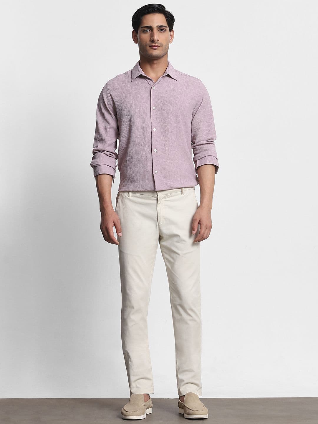 Mufti Men Slim Fit Textured Spread Collar Casual Shirt - view 1