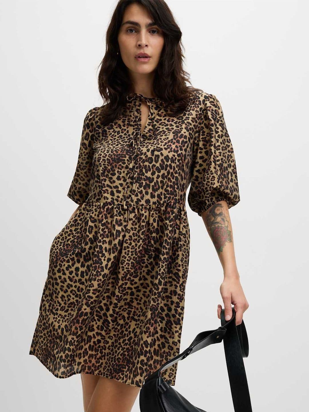 Marks & Spencer Lyocell Rich Leopard Print Mini Waisted Dress - view 1