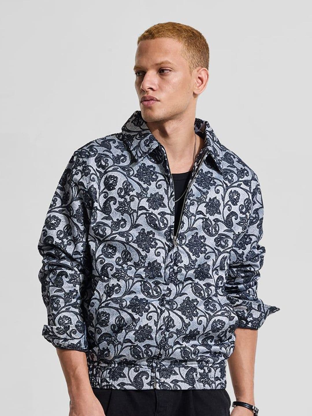 Snitch Men Floral Open Front Jacket - view 1