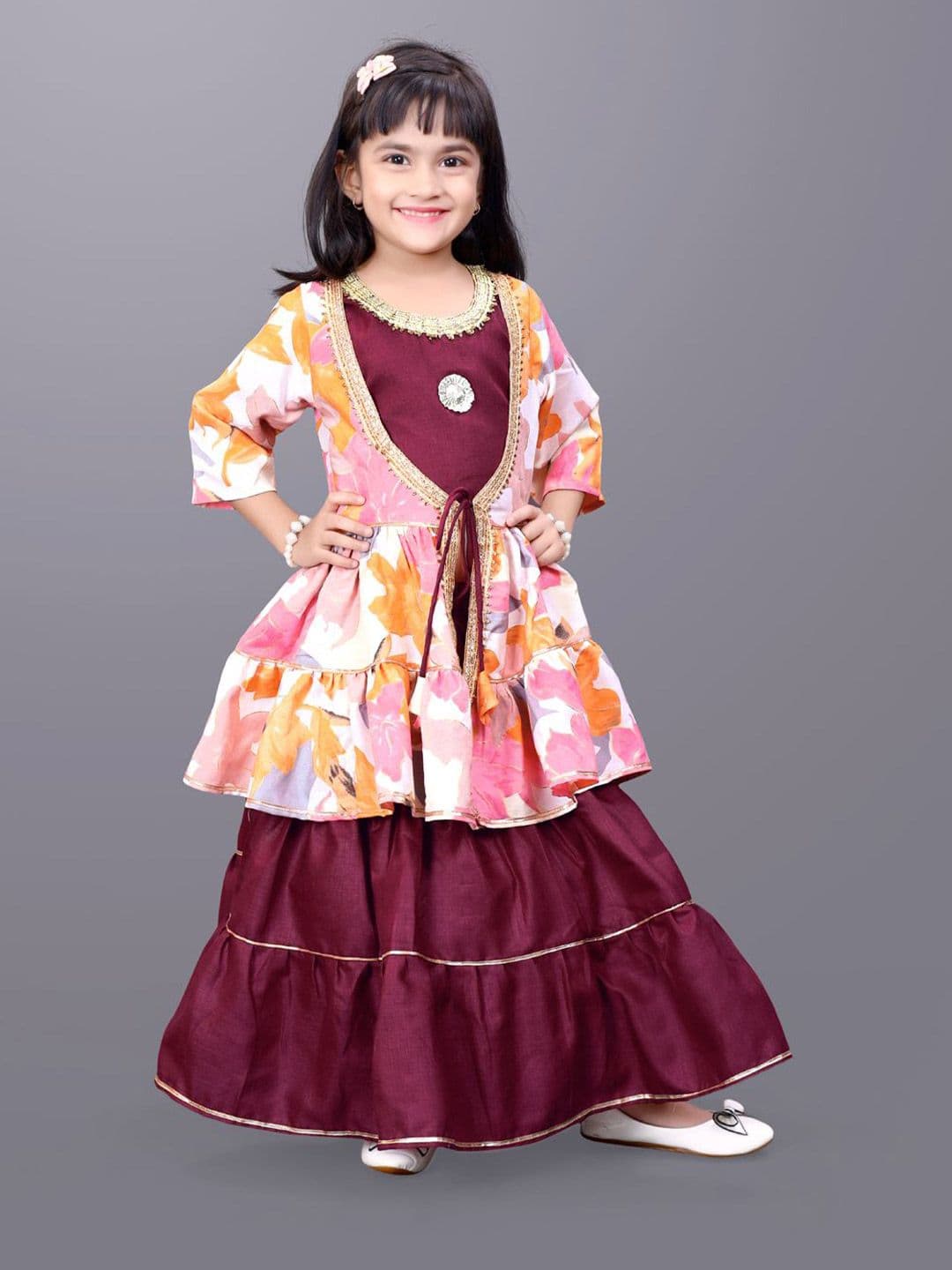 satyamfab Girls Printed Ready to Wear Cotton Lehenga With Blouse - view 1