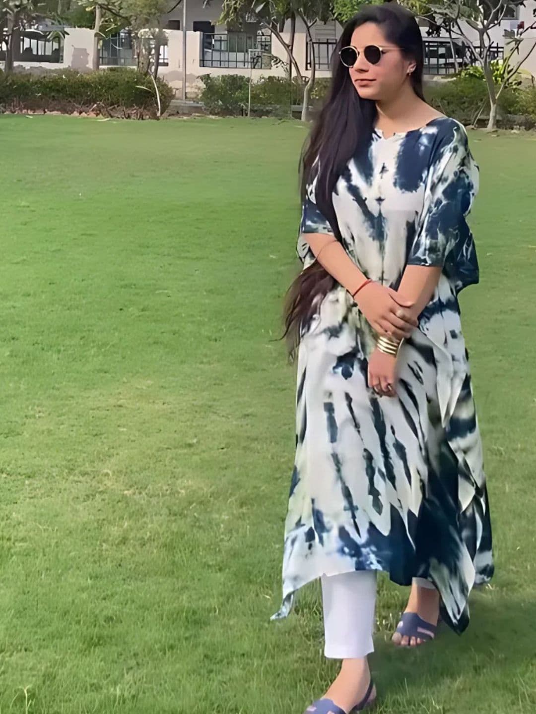 Maaesa Printed Tie & Dye Dyed Kaftan Rayon Kurta - view 1