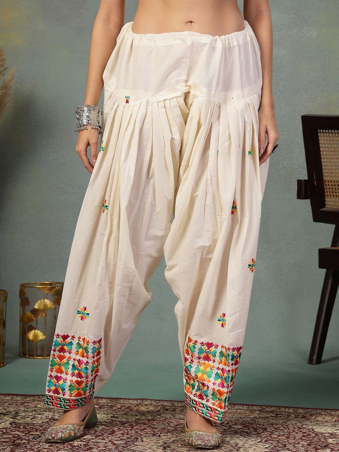 Moda Rapido Women Embroidered Phulkari Loose Fit Cotton Salwar - view 1