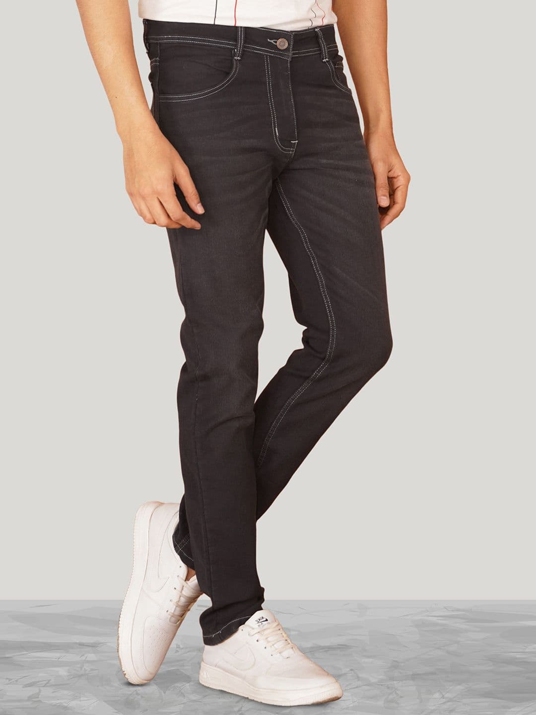 NUEVOSDAMAS Men Slim Fit Mid-Rise Clean Look No Fade Non Stretchable Denim Jeans - view 1