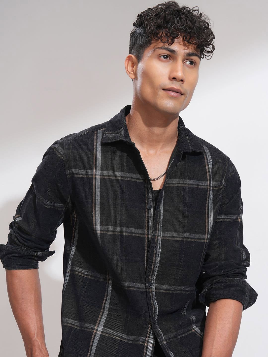 HIGHLANDER Men Comfort Slim Fit Cutaway Collar Tartan Checked Cotton Casual Shirt - view 1