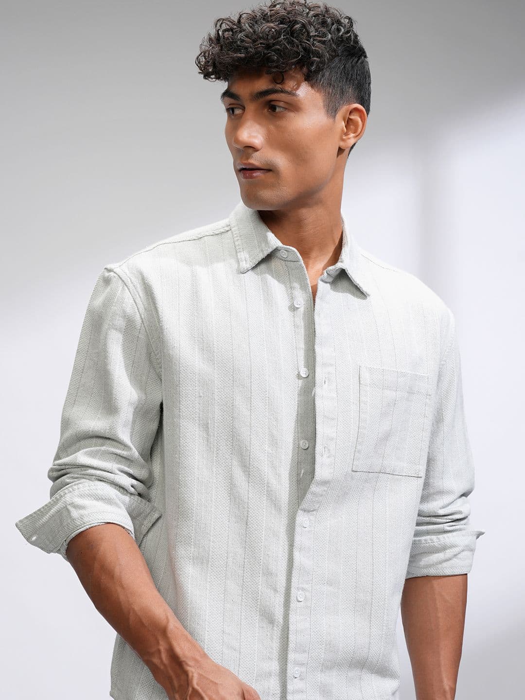 HIGHLANDER Men Comfort Relaxed Fit Spread Collar Textured Casual Shirt - view 1