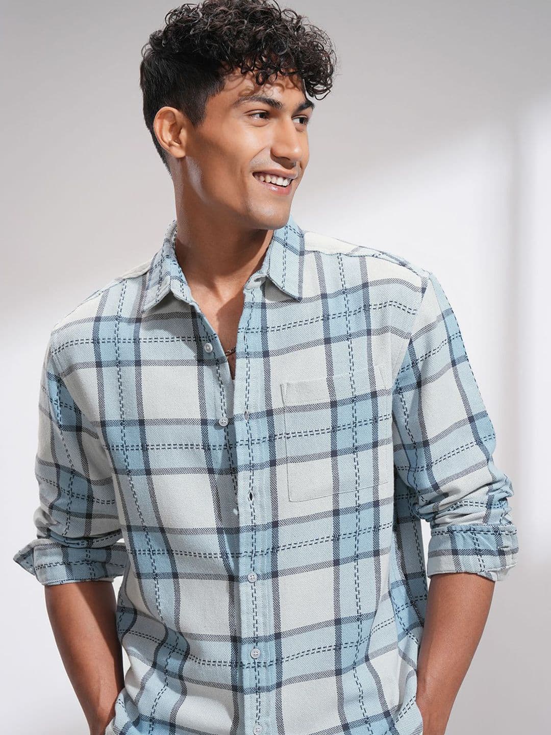 HIGHLANDER Men Comfort Relaxed Fit Spread Collar Tartan Checked Cotton Casual Shirt - view 1