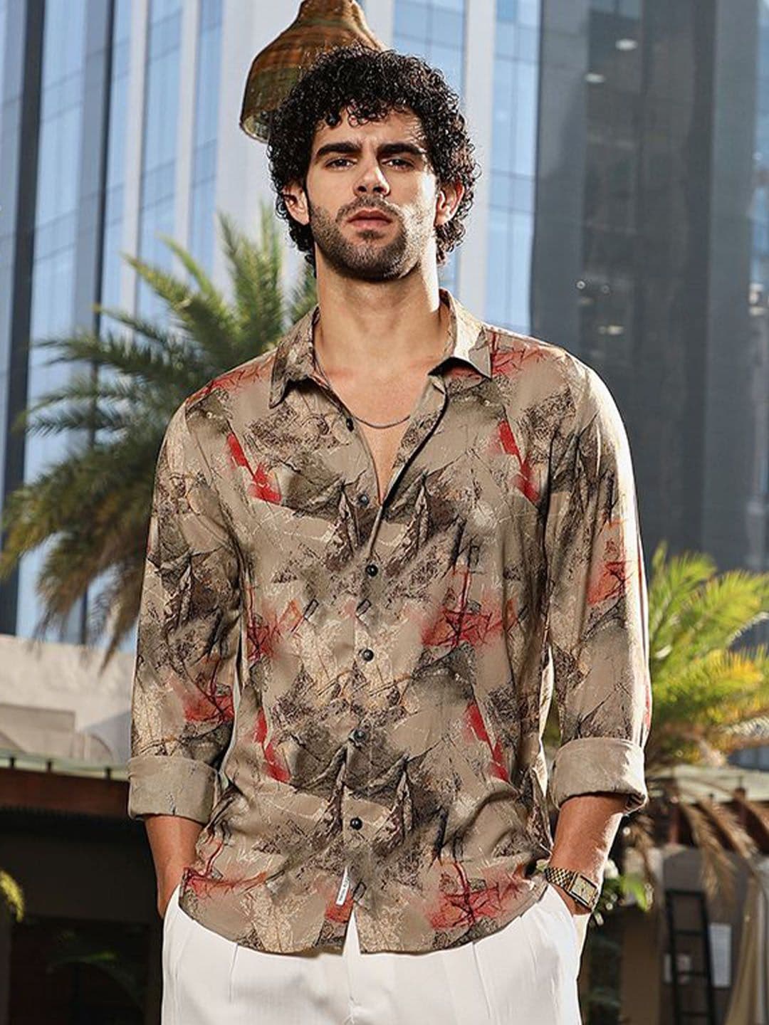 CAHOOT Men Classic Fit Spread Collar Abstract Printed Casual Shirt - view 1
