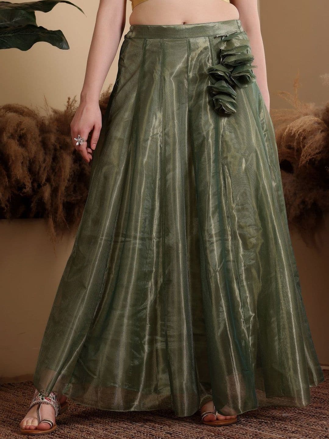 Frolic Rolic Solid Organza Maxi Skirt - view 1