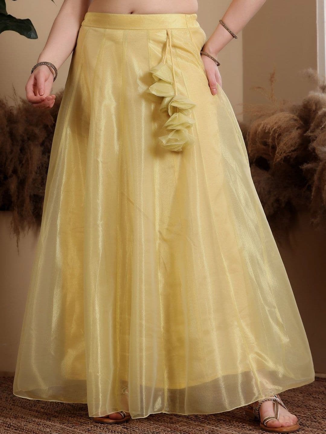 Frolic Rolic Solid Organza Maxi Skirt - view 1