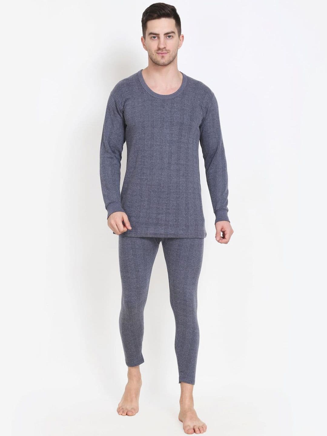 TOUCH WOOL Men Striped Cotton Thermal Set - view 1