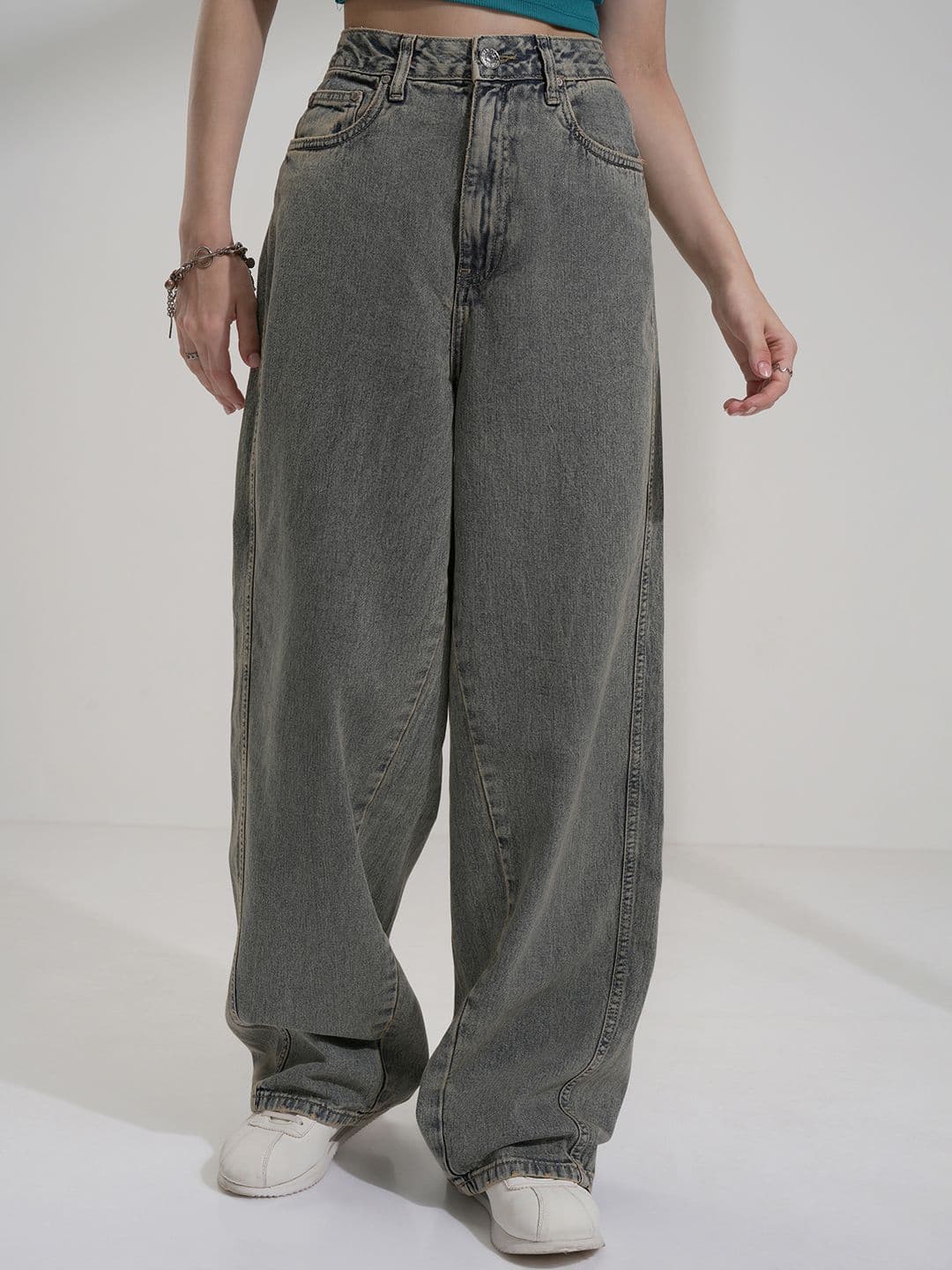 Street By Tokyo Talkies Women High-Rise Stretchable Wide-Leg Jeans - view 1