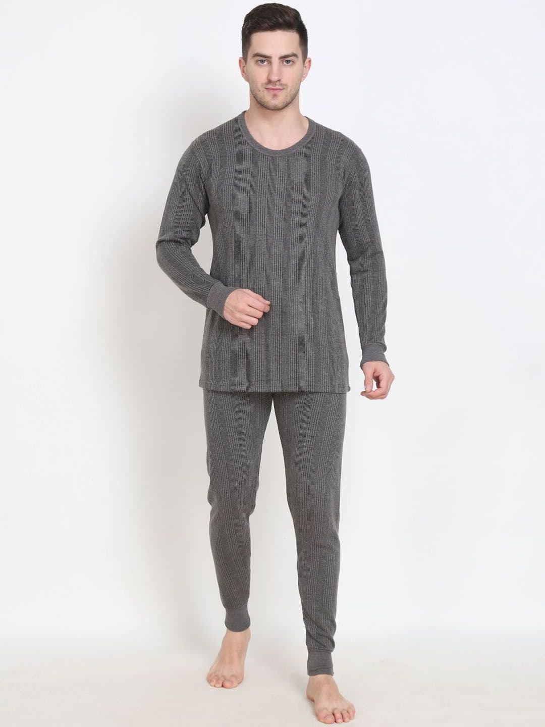 TOUCH WOOL Men Striped Cotton Thermal Set - view 1