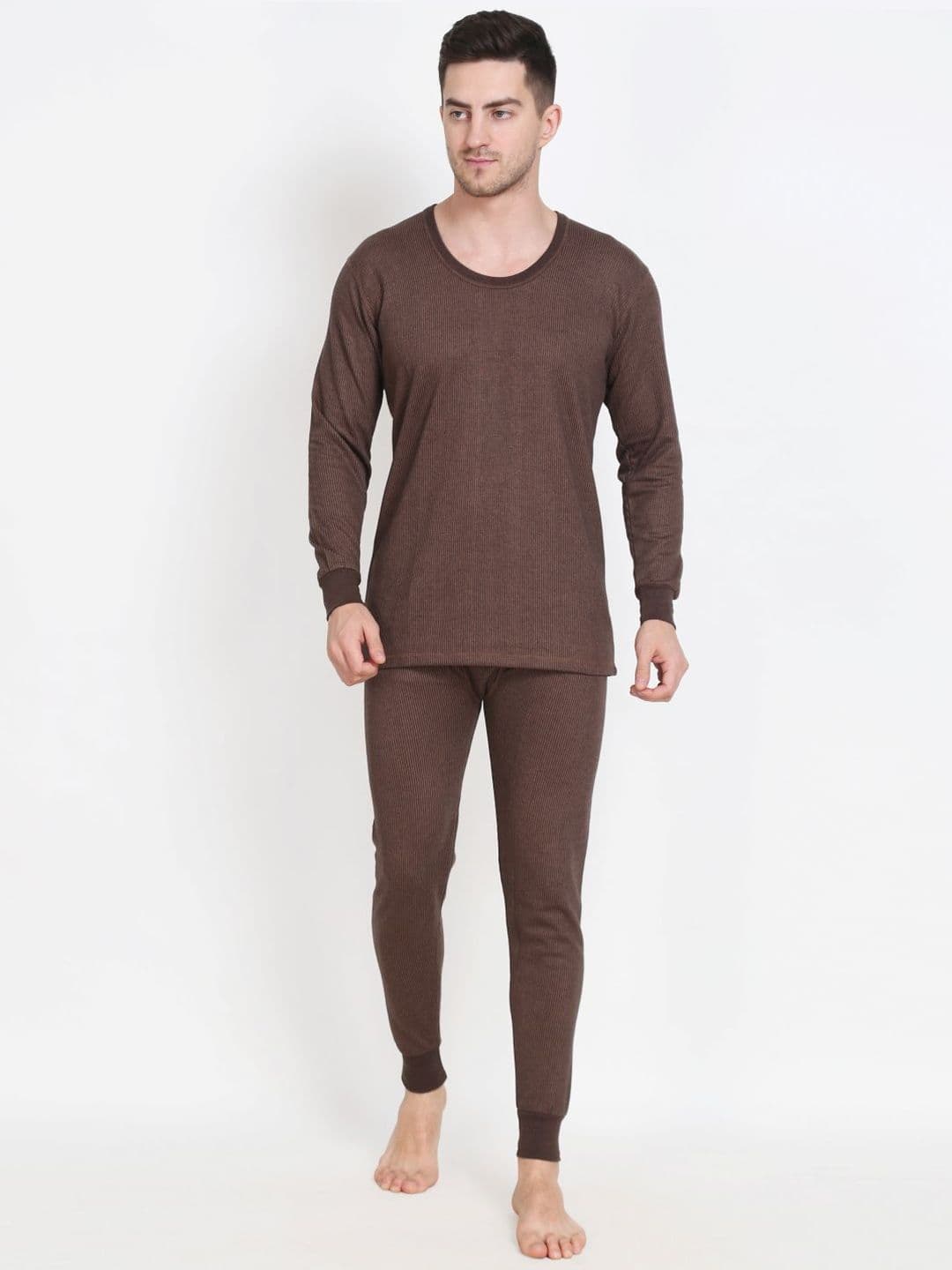 TOUCH WOOL Striped Cotton Thermal Set - view 1