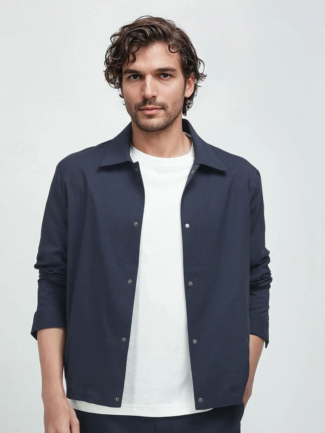 RARE RABBIT Men Navy Regular Fit Checked Casual Shacket - view 1