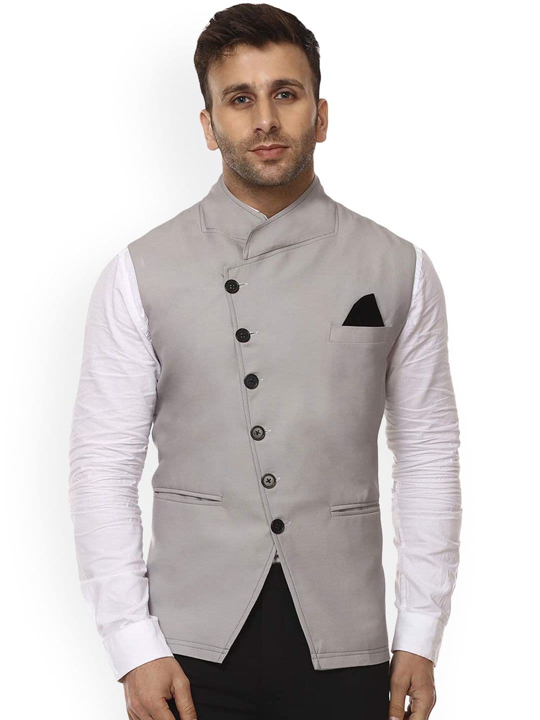 VEERA PARIDHAAN Cotton Chinese Collar Nehru Jackets - view 1