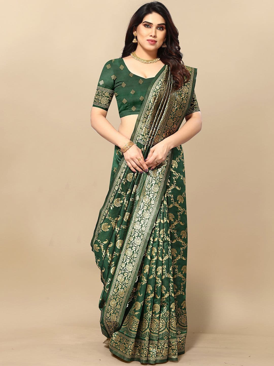 Moda Rapido Embellished Zari Silk Blend Designer Banarasi Saree - view 1