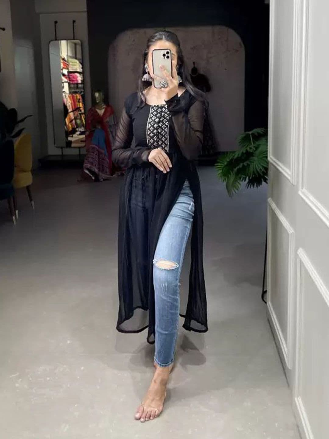 KRULRIN Embroidered Straight Kurta - view 1