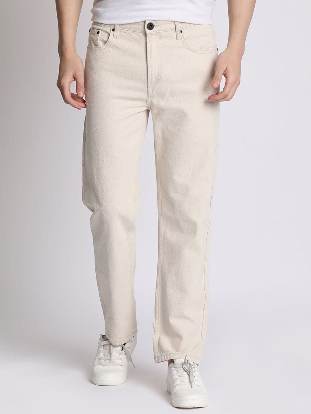 The Roadster Lifestyle Co Men Cotton Ecru Straight Fit Jeans - view 1