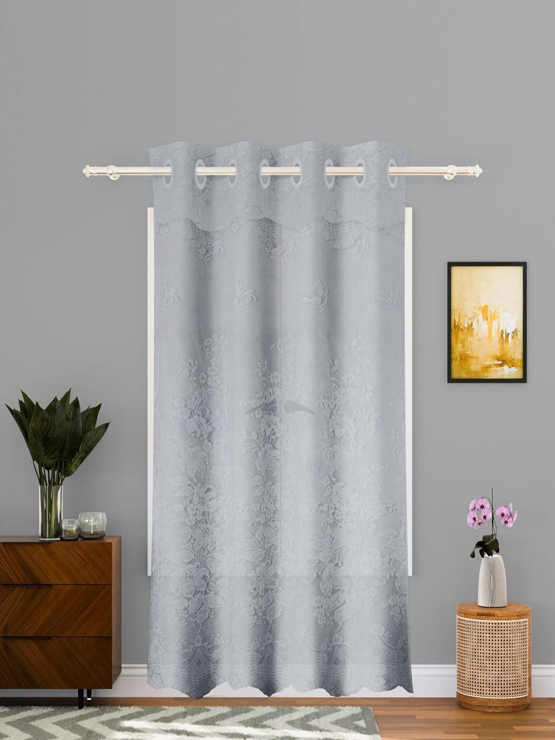 Aura Grey 9 Feet Stylish Light Control & Pests Preventive Long Door Curtain - view 1