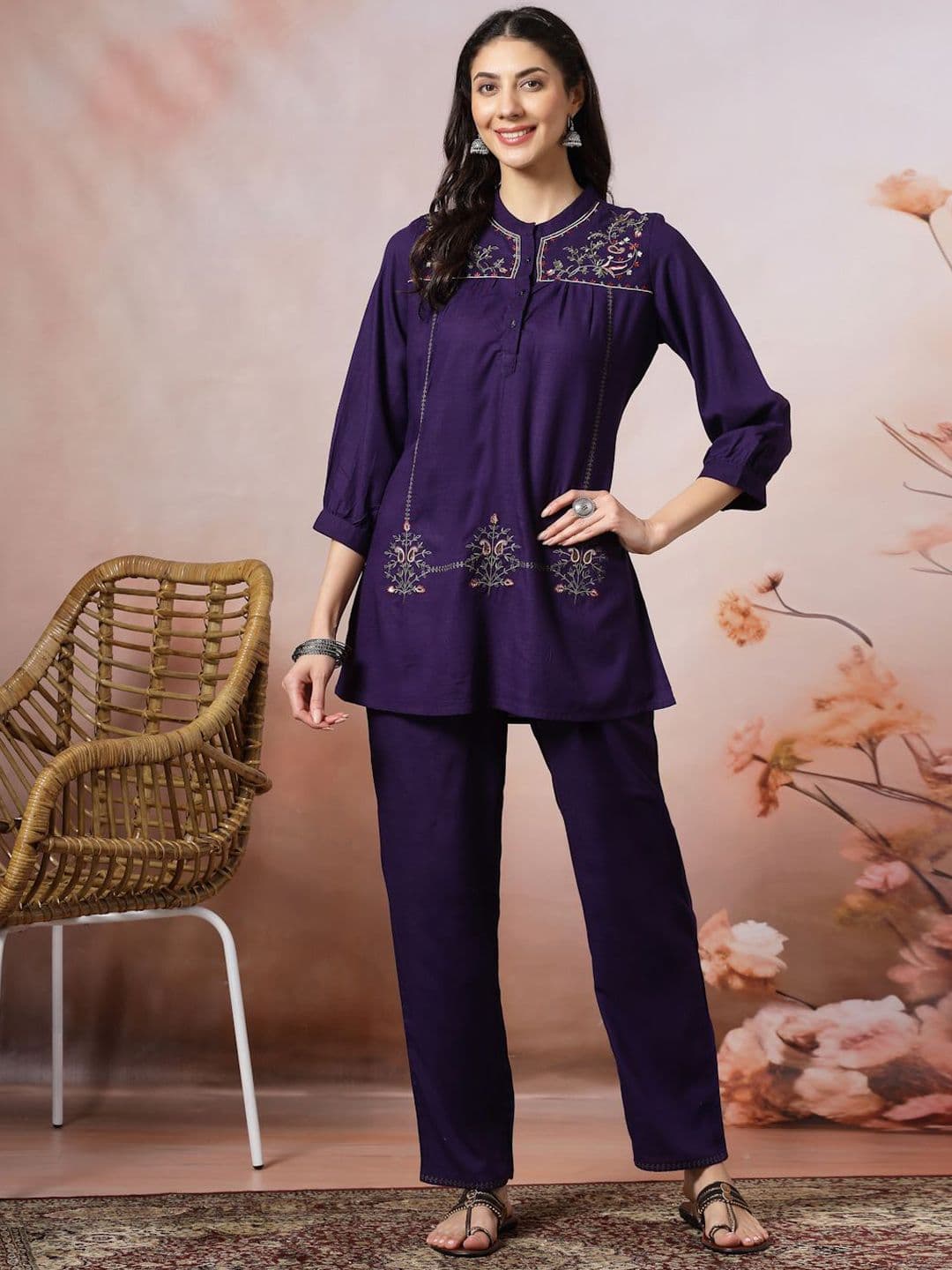 Nayam By Lakshita Embroidered Tunic With Palazzo Co-ord - view 1