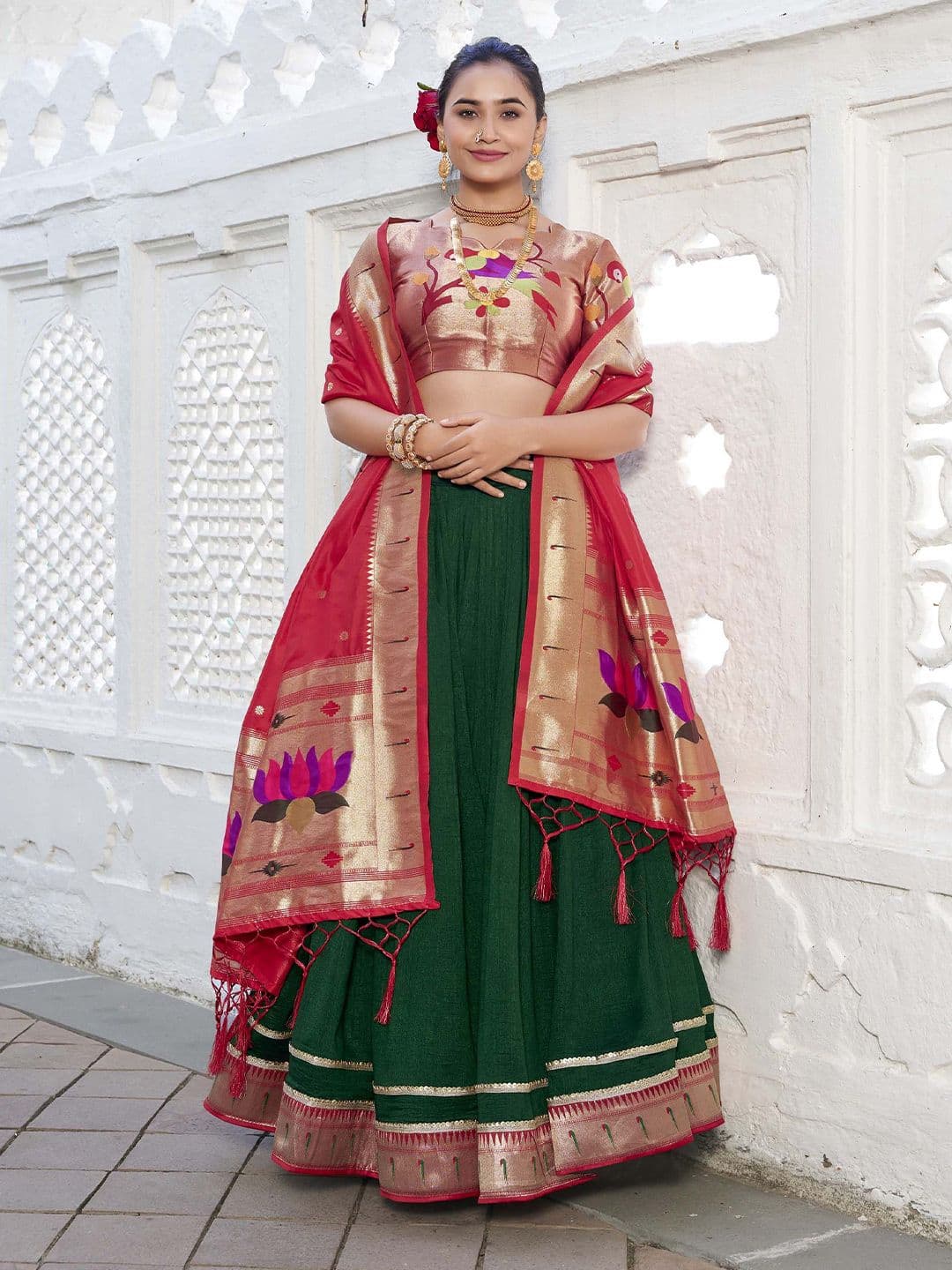 LOOKNBOOK ART Ready to Wear Lehenga & Unstitched Blouse With Dupatta - view 1