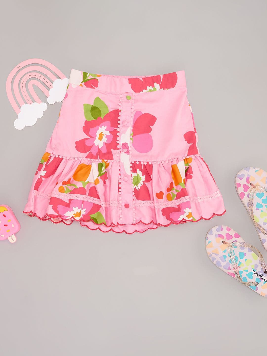 Pantaloons Junior Girls Floral Printed Pure Cotton Skirt - view 1
