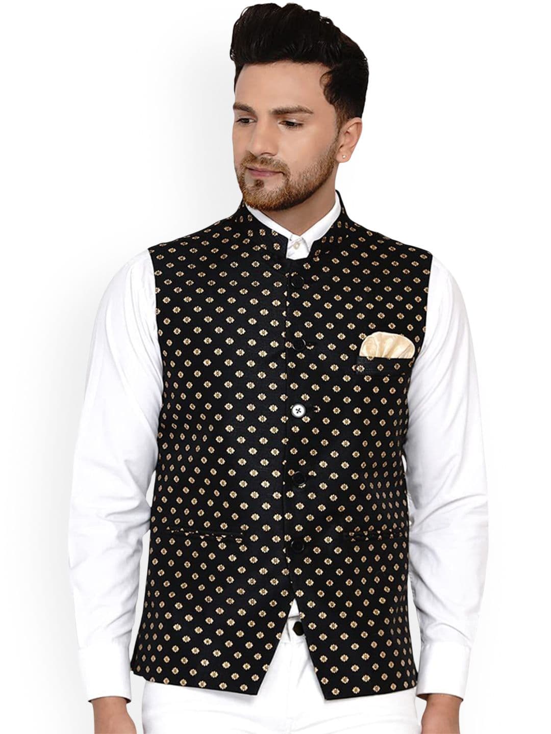VEERA PARIDHAAN Printed Banarasi Design Mandarin Collar Nehru Jackets - view 1