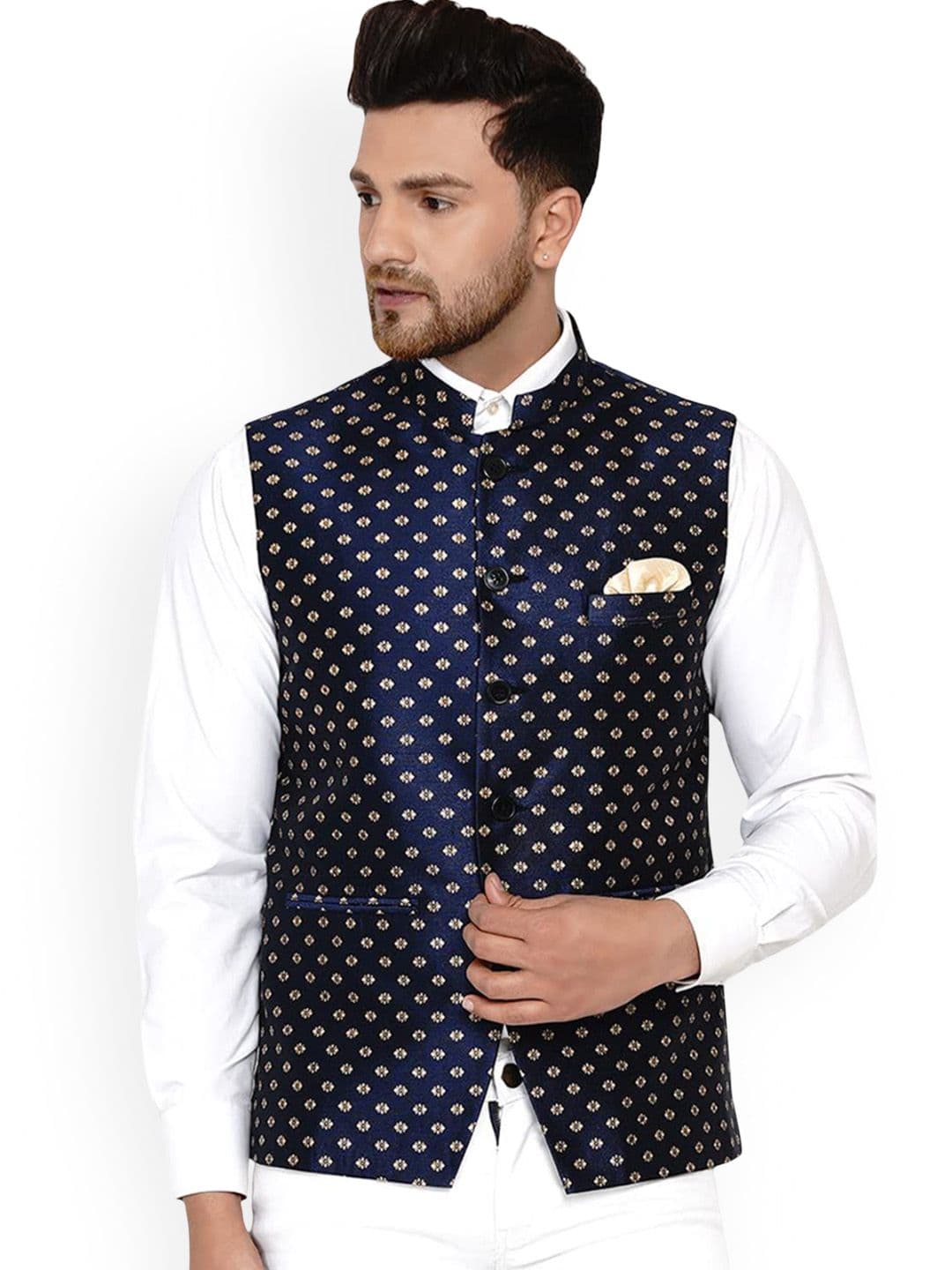 VEERA PARIDHAAN Banarasi Printed Mandarin Collar Nehru Jacket - view 1