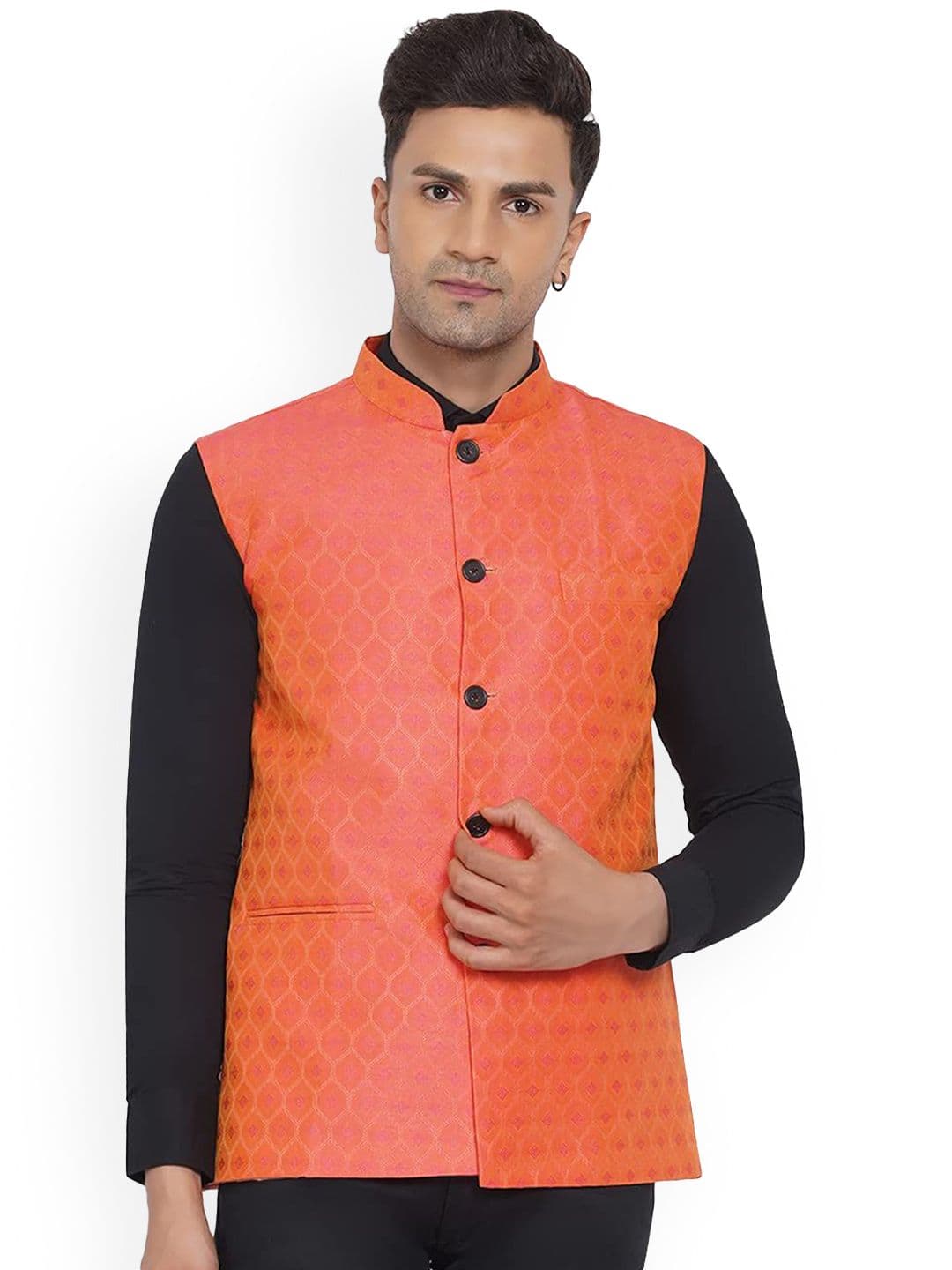 VEERA PARIDHAAN Printed Cotton Nehru Jacket - view 1