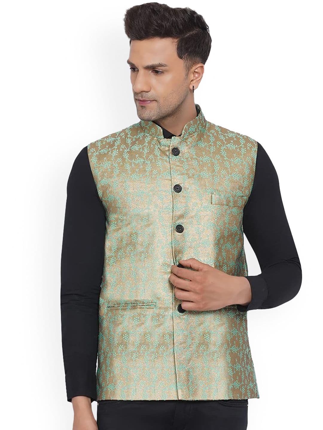 VEERA PARIDHAAN Banarasi Mandarin Collar Nehru Jacket - view 1