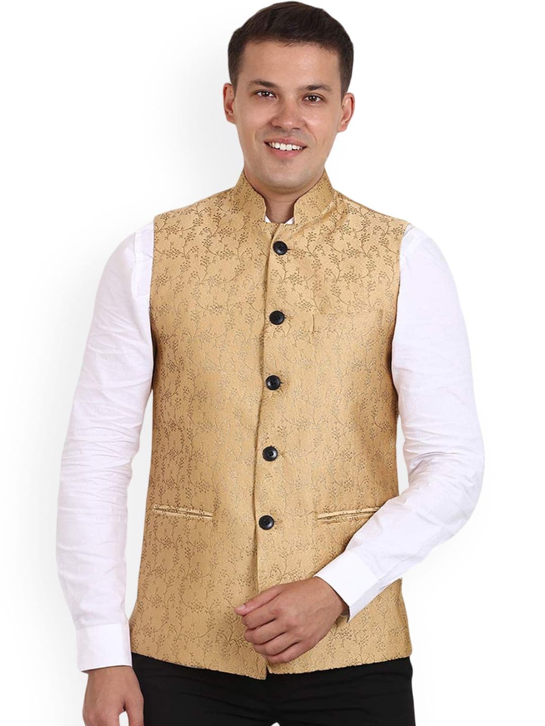 VEERA PARIDHAAN Printed Chinese Collar Nehru Jacket - view 1