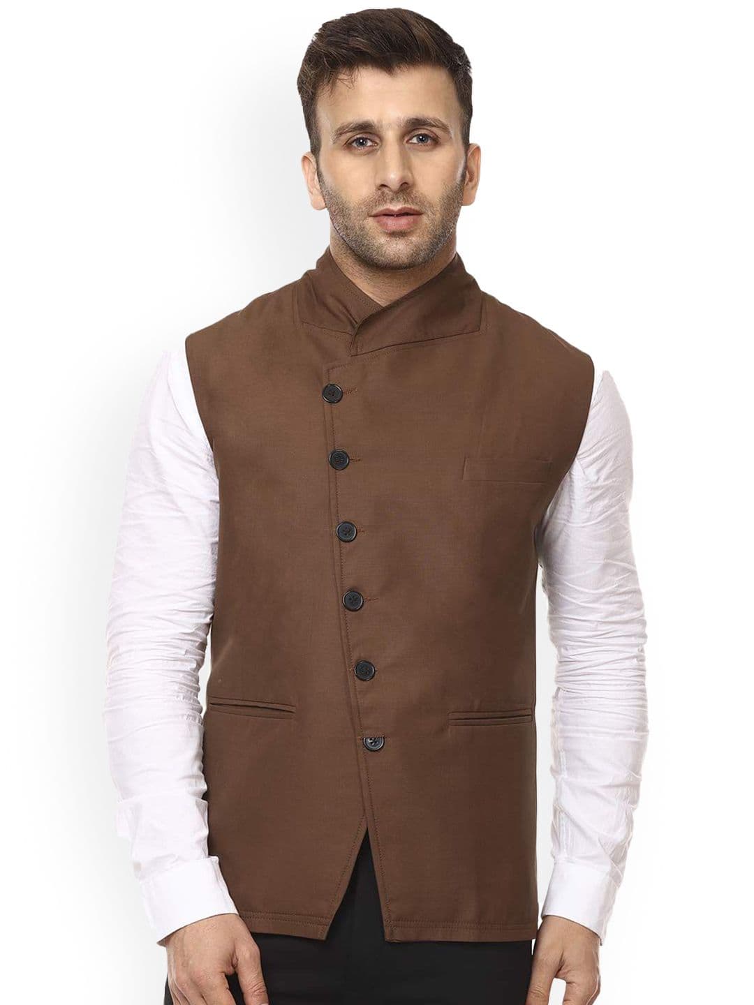 VEERA PARIDHAAN Cotton Chinese Collar Nehru Jackets - view 1