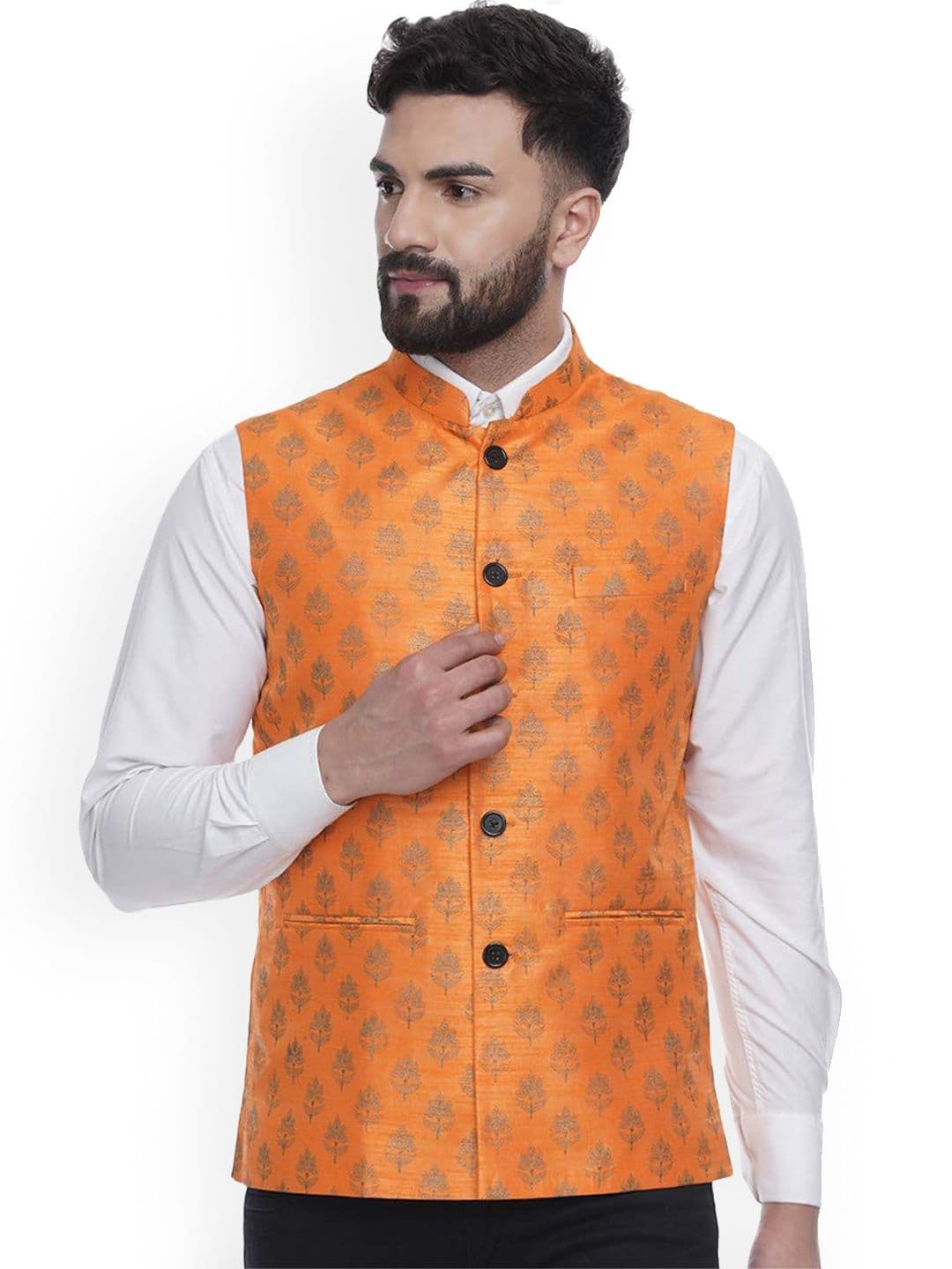 VEERA PARIDHAAN Banarasi Printed Mandarin Collar Nehru Jacket - view 1