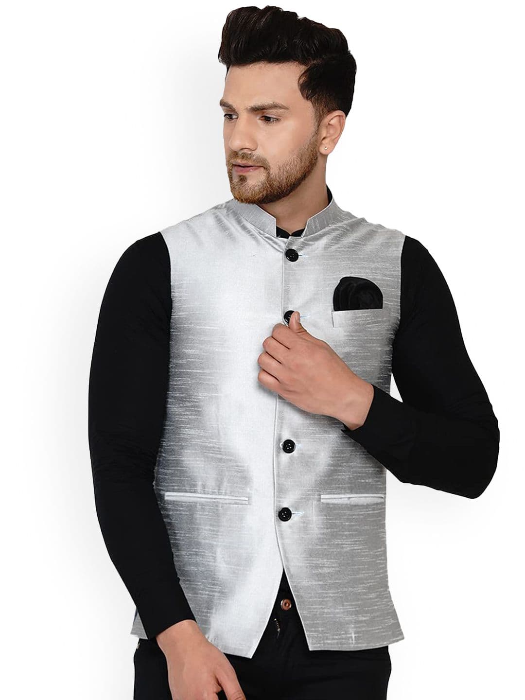VEERA PARIDHAAN Banarasi Mandarin Collar Nehru Jacket - view 1