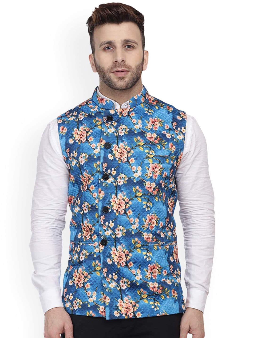 VEERA PARIDHAAN Printed Cotton Nehru Jacket - view 1
