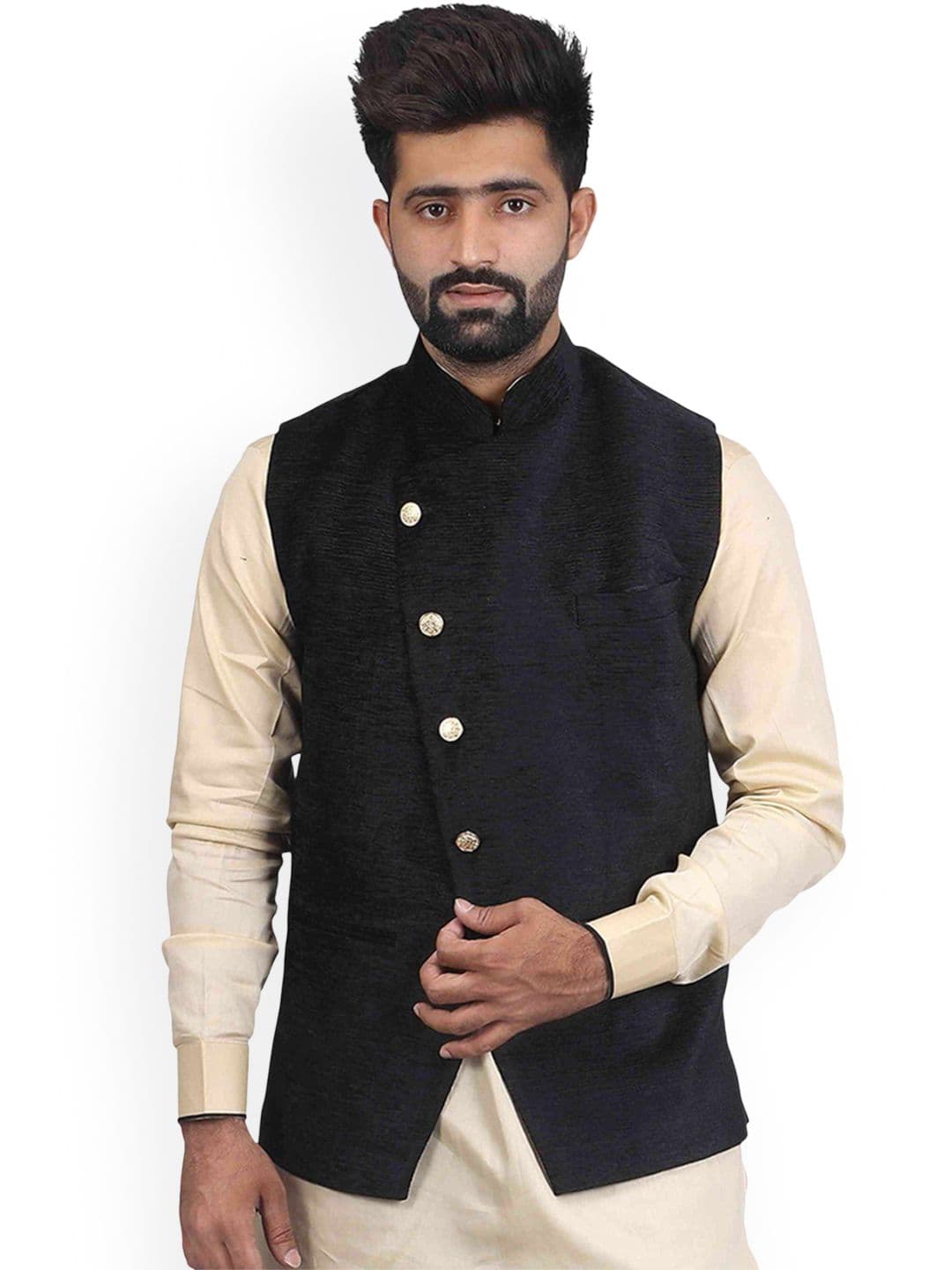 VEERA PARIDHAAN Corduroy Chinese Collar Nehru Jackets - view 1