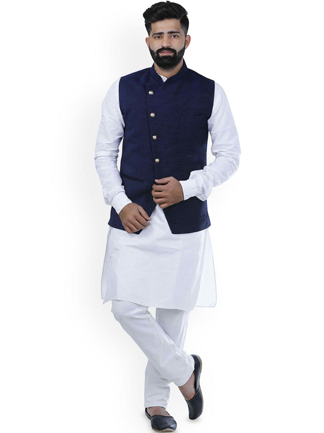 VEERA PARIDHAAN Corduroy Chinese Collar Nehru Jackets - view 1