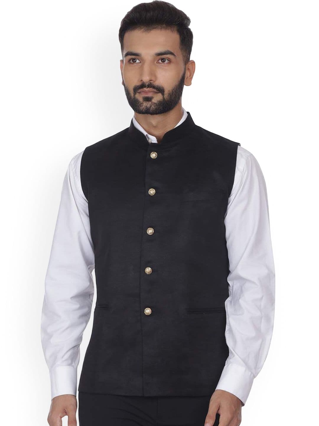 VEERA PARIDHAAN Suede Velvet Mandarin Collar Nehru Jacket - view 1